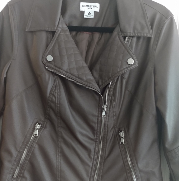 Celebrity Pink - Brown Faux Leather Jacket - Picture 4 of 9